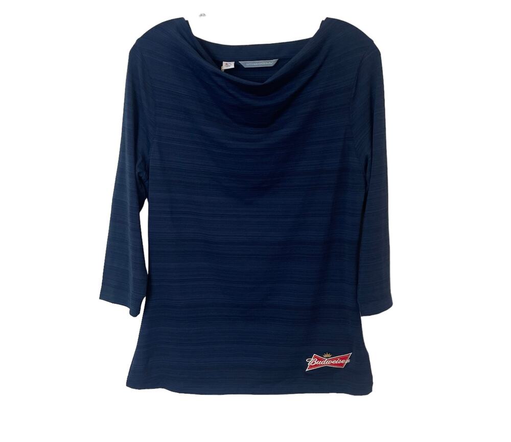 Cuttter & Buck CB Drytec Long Sleeve Draped Neck Budweiser Logo Top Sz M